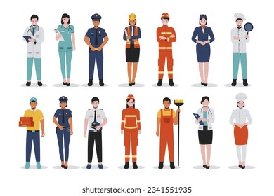 People profession illustration set collection. Flat vector illustration isolated on white background