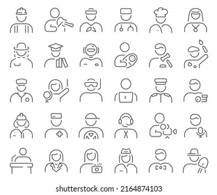 People profession line icons collection. Thin outline icons pack. Vector illustration eps10