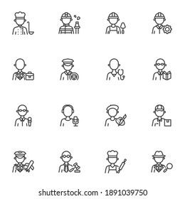 People profession line icons set, outline vector symbol collection, linear style pictogram pack. Signs, logo illustration. Set includes icons as men and women people workers, professional work uniform