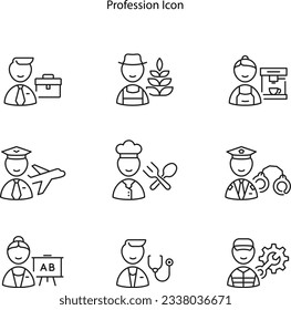 People profession line icons set, Jobs and Occupations outline vector symbol collection, linear style pictogram pack. Signs, logo illustration. Set includes icons as business, farmer, doctor, teacher 