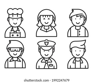people and profession profile avatar vector set