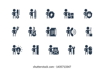 People and Professions, Activities, Occupation Vector Icon Set