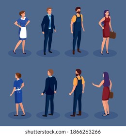 people professions icon set isometric design, Workers occupation and jobs theme Vector illustration