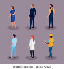 grupo de iconos de profesiones populares diseño isométrico, tema Ocupación de trabajadores y empleo Ilustración vectorial