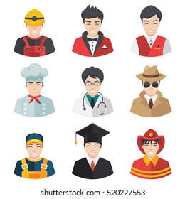 People Professions set Vector Flat Icons isolated on white