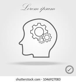 People profile with gear vector icon. Education and creativity symbol. Thinking concept in flat style for graphic design, Web site,EPS10