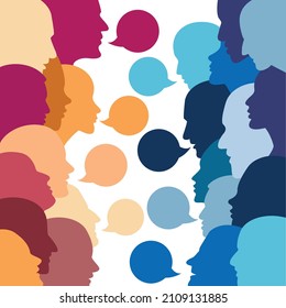 People profile heads in dialogue.  Vector background.