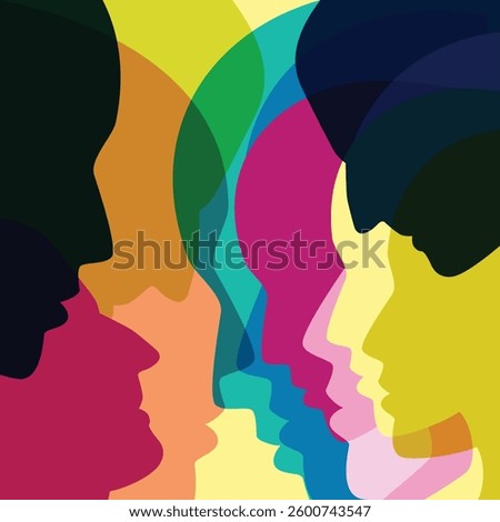 People profile heads in dialogue.  Vector background.