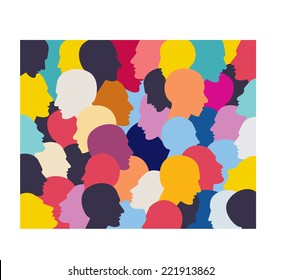 People profile heads. Vector background pattern.