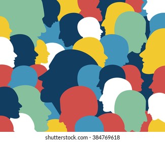 People profile heads. Vector background pattern.