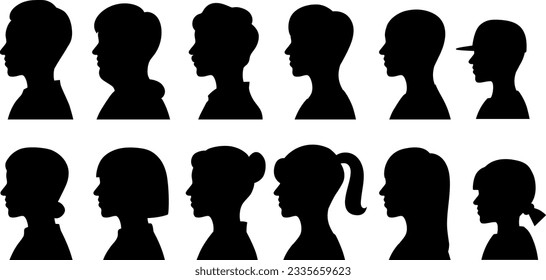 People profile silhouette icon set