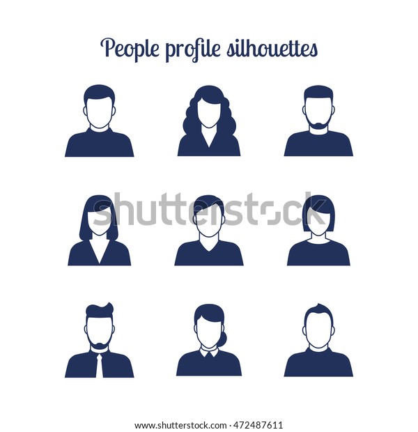 People\
profile silhouettes icons set. Vector\
illustration