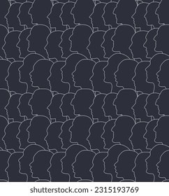 People profiles outlines seamless pattern. Inverted stencil background for print.