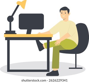 People Programmer Character in Flat Design. Vector Illustration