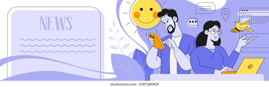 People promoting email marketing. Vector illustration set in flat cartoon design.