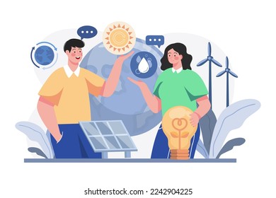 La Gente Protege La Naturaleza Usando Energía Ecológica