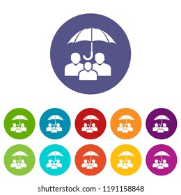 People protection icons color set vector for any web design on white background