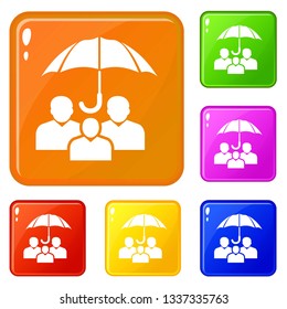 People protection icons set collection vector 6 color isolated on white background