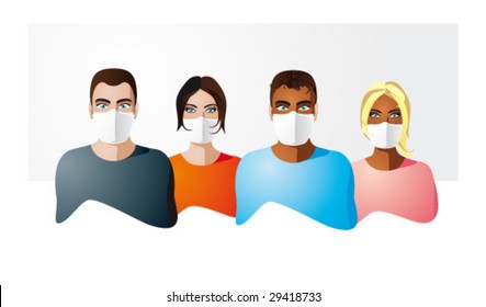 People in protection masks