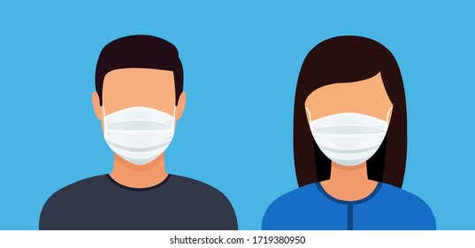 People in protective masks icon