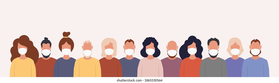 People in protective medical masks. Wearing a face mask. Vector.