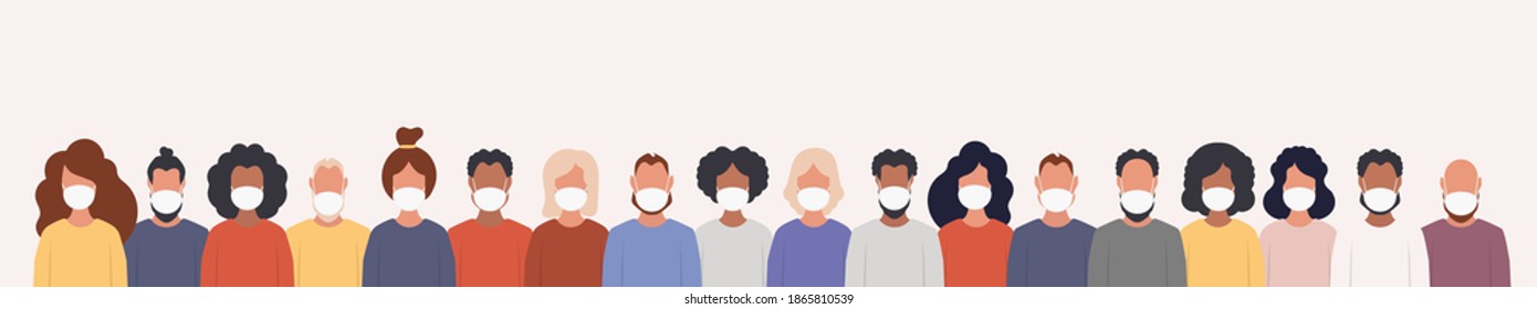 People in protective medical masks. Wearing a face mask. Vector.