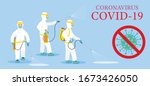 People in Protective Suit or Clothing, Spray to Cleaning and Disinfect Virus, Covid-19, Coronavirus Disease, Preventive Measures
