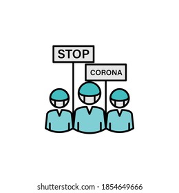 people protest coronavirus, stop line illustration icon. Signs and symbols can be used for web, logo, mobile app, UI, UX