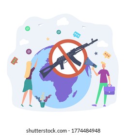 People are protesting against the war. The protest against the aggression of states. No annexation of territories. Colorful vector illustration.