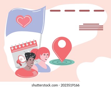 people protesting and calendar reminder date