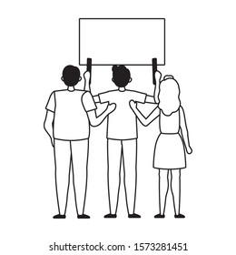 People protesting design, Human rights peace freedom international help social law and equality theme Vector illustration