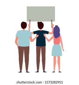 People protesting design, Human rights peace freedom international help social law and equality theme Vector illustration