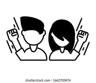 people protesting on a white background vector illustration design