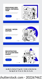People provide and update personal information, registration claim documents, metaphors set. Tax filing, report your income information. Tax credits and expenses, financial report. Creative metaphor