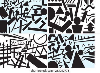 People Psychology Abstract Backgrounds Set Graphic Stock Vector