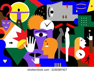 People psychology - abstract vector illustration set