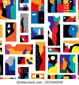 People psychology seamless vector background , abstract illustration