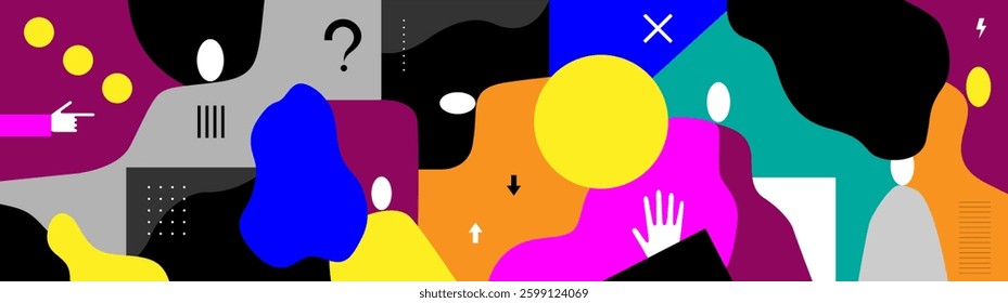 People psychology social issues abstract vector illustration , multicolor background 
