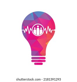 People pulse bulb shape concept logo. Community logo template designs vector illustration. People Beat Icon.