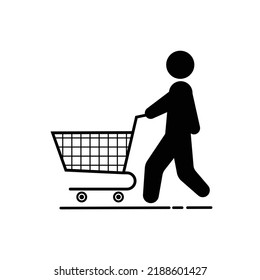 People Pushing Shopping Cart Icon Stock Vector (Royalty Free ...