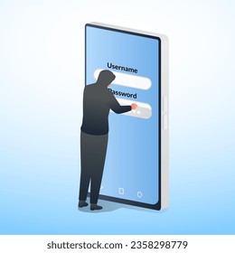 Menschen legen Passwörter auf Handys und Hacker nehmen sie zurück, eine Metapher für Passwortdiebstahl
