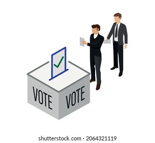 gente
coloca la cédula de votación en las urnas. Elección y concepto de voto. vector modificable
