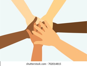 People Putting Their Hands Together Vector