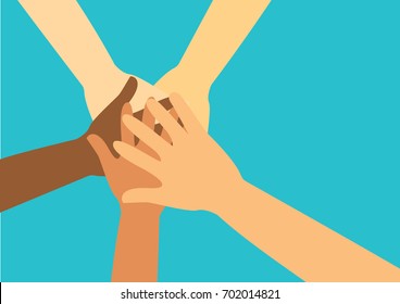 people putting their hands together vector