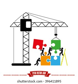 people puzzle and crane icon vector illustration eps10.