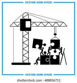 people puzzle and crane icon vector illustration eps10.