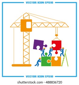 people puzzle and crane icon vector illustration eps10.