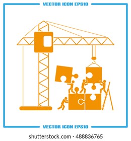 people puzzle and crane icon vector illustration eps10.