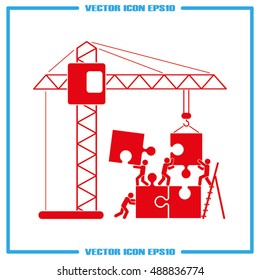people puzzle and crane icon vector illustration eps10.