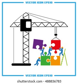 people puzzle and crane icon vector illustration eps10.
